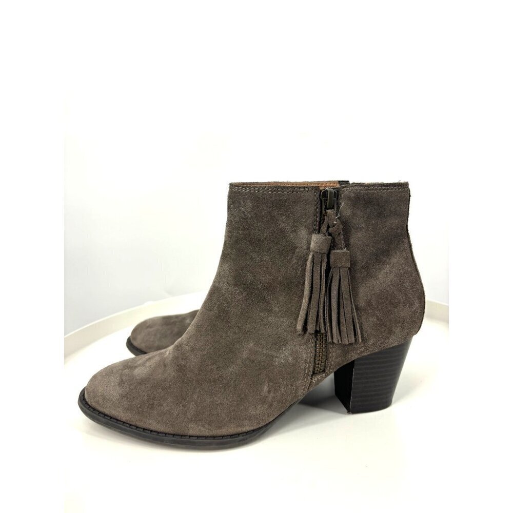 Vionic Madeline Gray Tassel Zip Up Suede Booties 7.5 - Picture 4 of 5